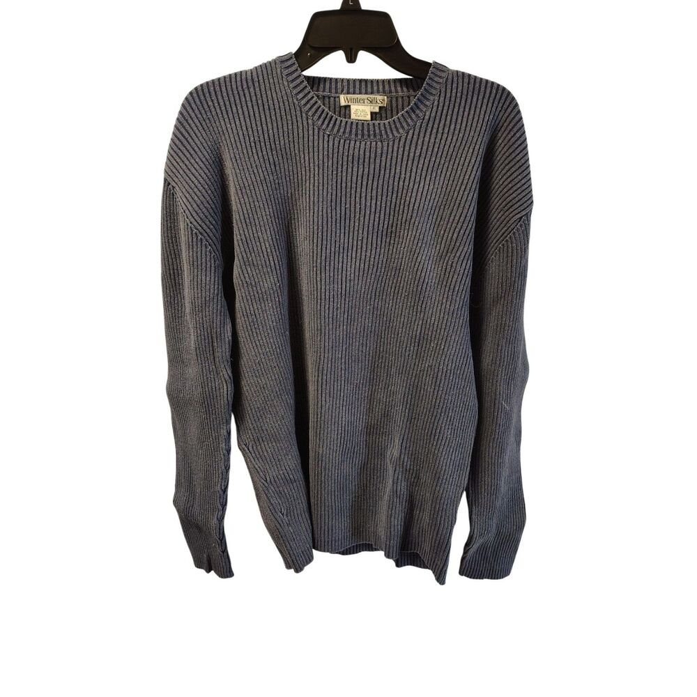 Winter‎ Silks Blue Silk XL Women's Long Sleeve Sweater